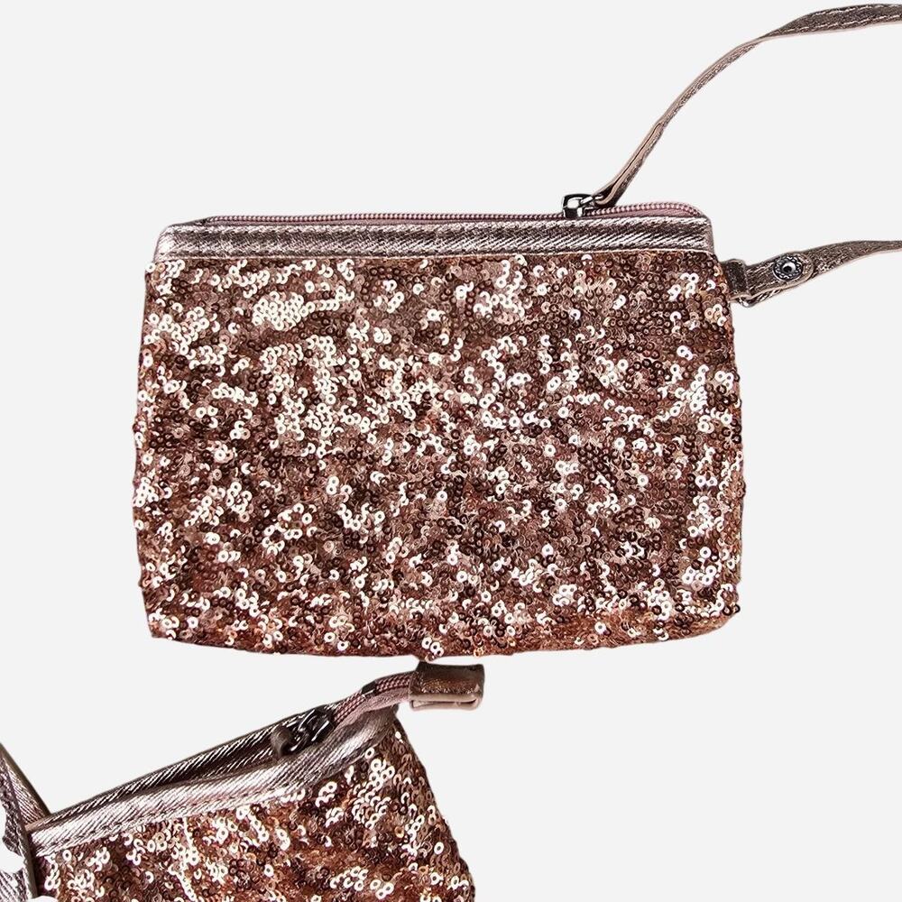 Nine West Rose gold sequin tote bag and wristlet set - Picture 3 of 6